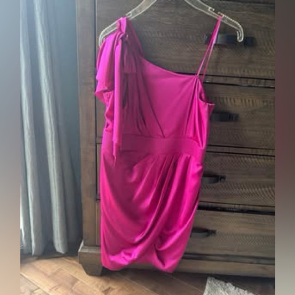Cache Fuchsia One-Shoulder Dress